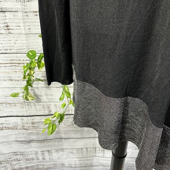 Eileen Fisher Tunic Top Women's Size L Black Silver Stretch Lagenlook Oversized - Picture 9 of 14